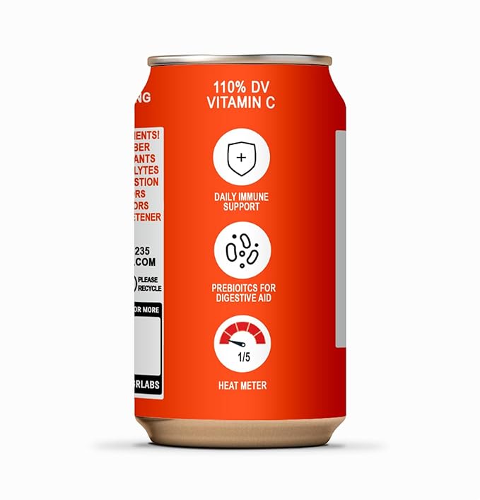 '+GNGR Sparkling Vitamin C Prebiotic Drink - Caffeine free - 5g Prebiotic Fiber - Orange Juice - Ginger Juice - Turmeric - Acerola - Apple Cider Vinegar - Prebiotic Soda - Immunity (12 oz - 12 Pack) - OVERLANDERS Outfitter