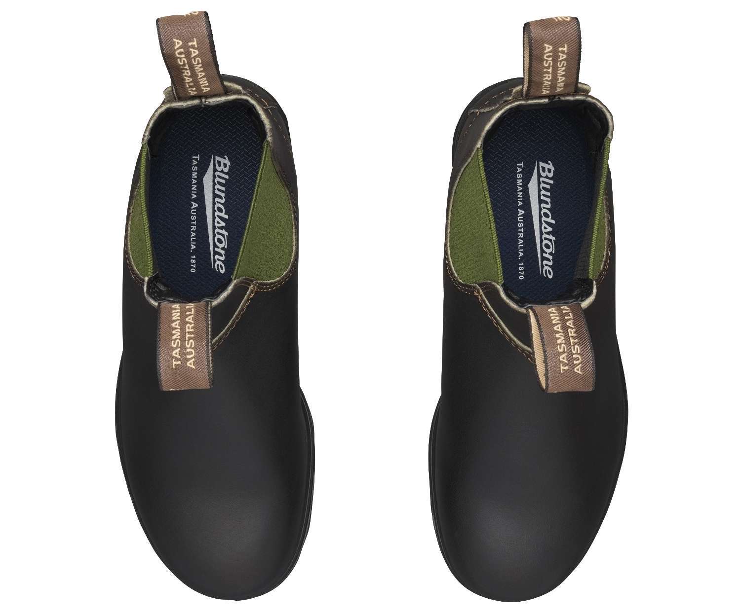 Runnwalk Blundstone 519 men's original Chelsea boots in chestnut leather with elastic side panels and pull tabs.