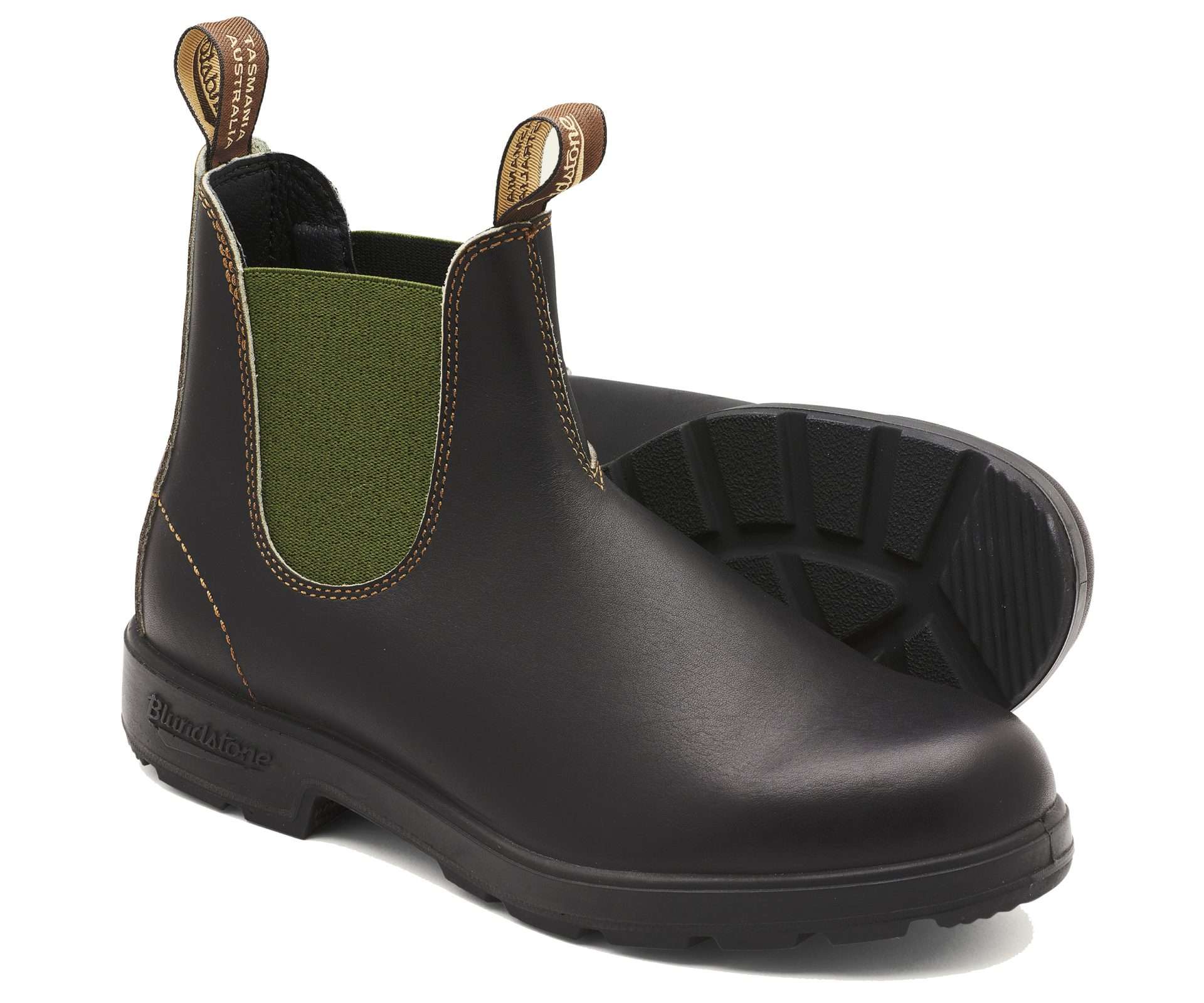 Runnwalk Blundstone 519 men's original Chelsea boots in brown leather, featuring elastic side panels and pull tabs.