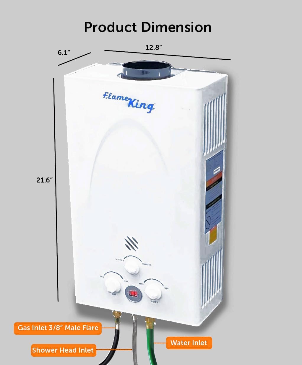 Flame King Tankless Outdoor Portable Camping Hot Shower Propane Gas 10L 2.64GPM Water Heater 68,000 BTU - We The Collective