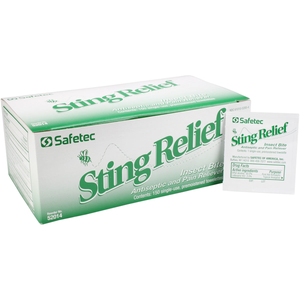 150 Sting Relief Prep Pads by QuakeKits.com, medicated topical pads for sting and insect bite relief.