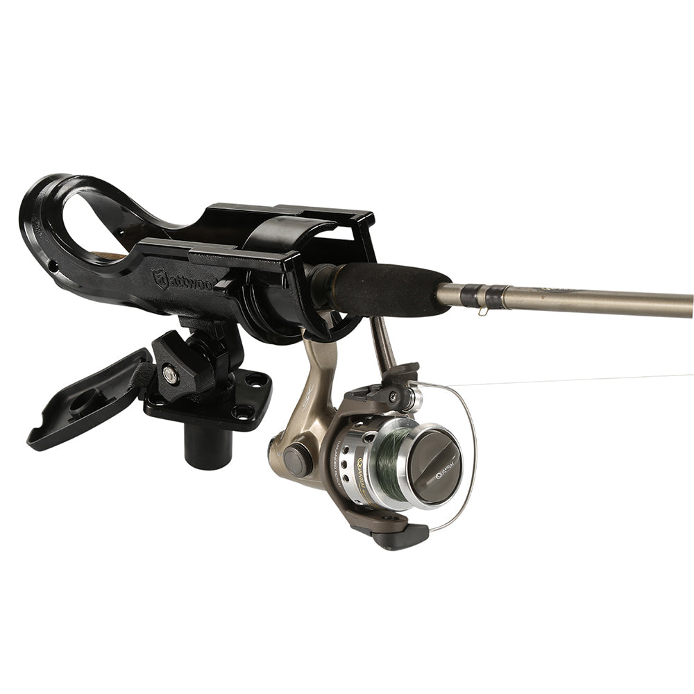 Attwood heavy-duty adjustable rod holder with flush mount from Wake World Parts, designed for secure fishing rod storage.