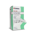 Oral pain relief gel packet from quakekits.com, 0.75 g size, displayed in a box containing 144 packets.
