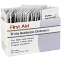 Triple Antibiotic ointment pouches in a box, 25 count, for wound care and infection prevention.