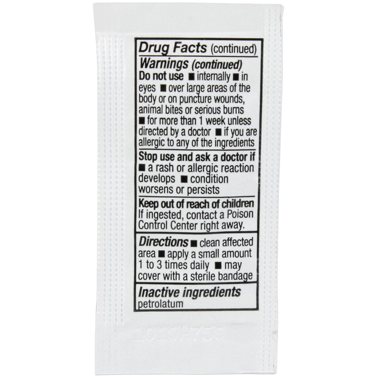 Pack of 144 triple antibiotic ointment pouches, 0.9g each, for topical use, from Quakekits.com