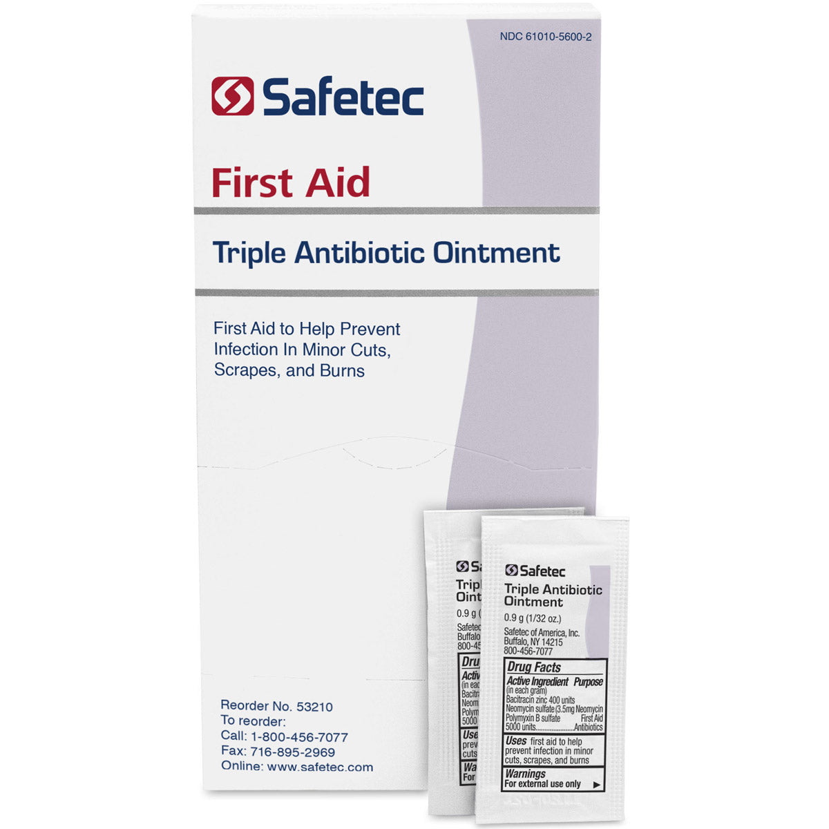 Box of 144 triple antibiotic ointment pouches, 0.9g each, for minor cuts and infections, from Quakekits.com.