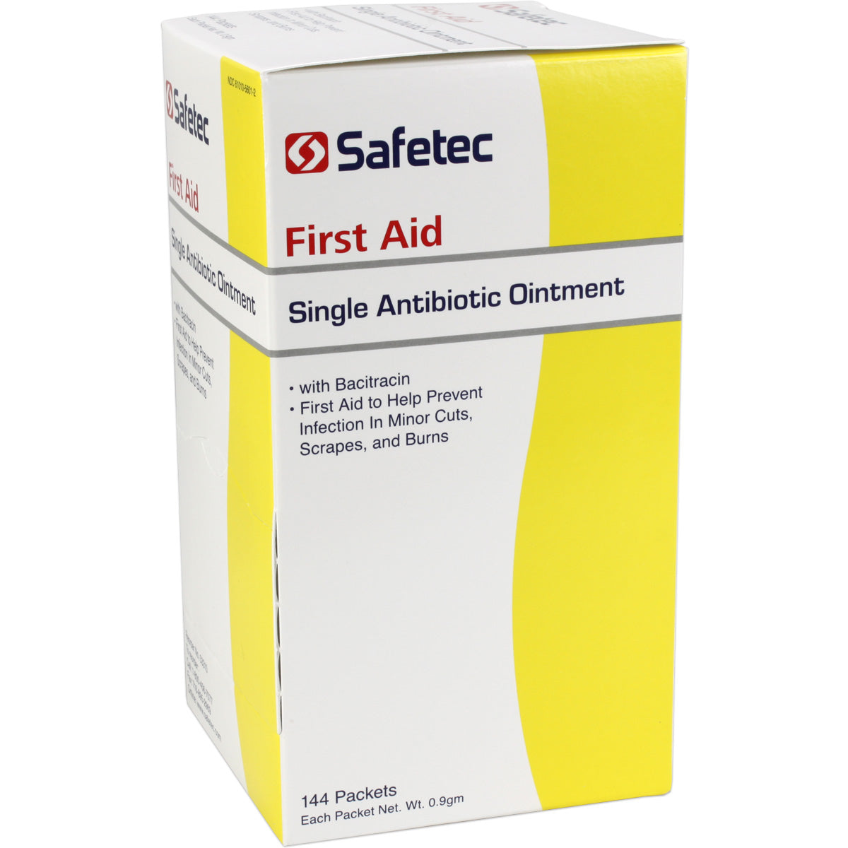 Single Bacitracin antibiotic pouch, 0.9g, from QuakeKits, with 144 pouches per box, used for topical infection treatment.