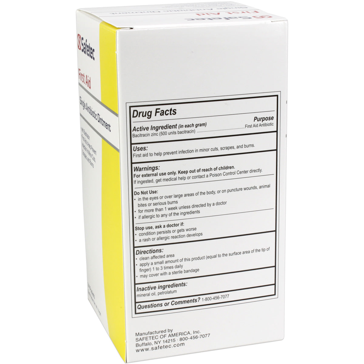 Single Bacitracin antibiotic pouch, 0.9g, displayed in a box of 144 for medical use and topical treatment.