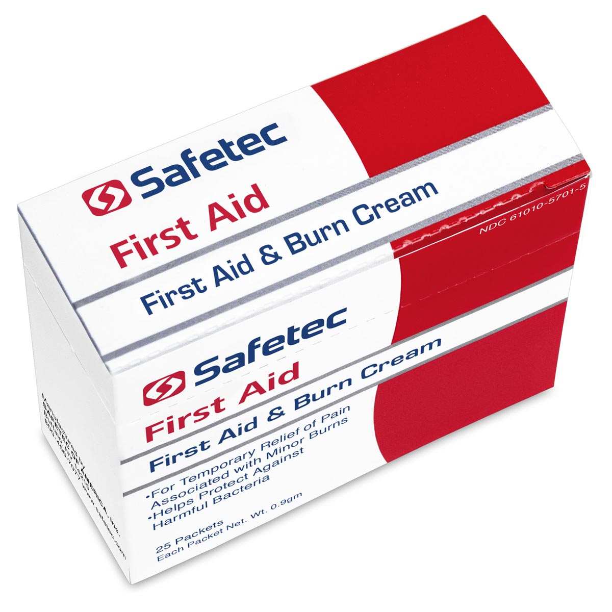 First Aid & Burn Cream pouch, 0.9g, by quakekits.com, with 25 burn treatment pouches in a box, suitable for minor burns.