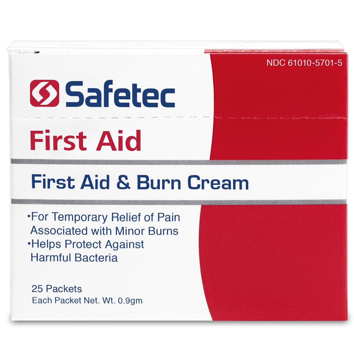 First Aid & Burn Cream pouch, 0.9g, for burn treatment, with 25 pouches per box, by quakekits.com
