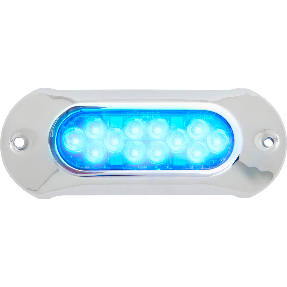 Attwood Light Armor underwater LED light with 12 blue LEDs, designed for marine underwater lighting applications.