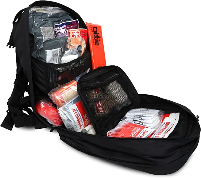 Deluxe MediTac tactical medical kit with CAT tourniquet and bleeding control in a compact first responder bag.