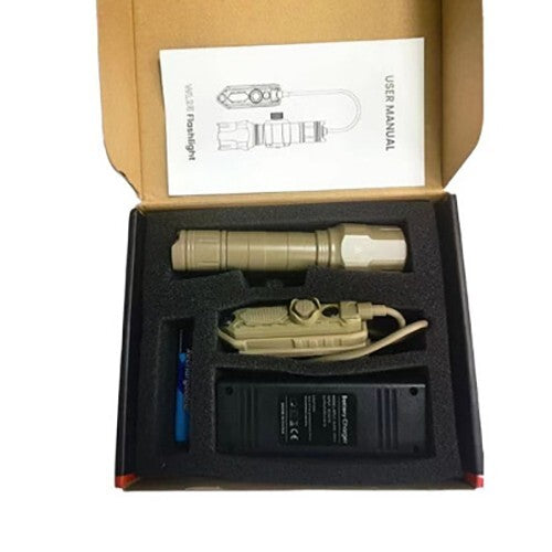 MUCITUP WL-25 tactical weaponlight flashlight in black, 1200 lumens, USB rechargeable, with a compact, durable design.