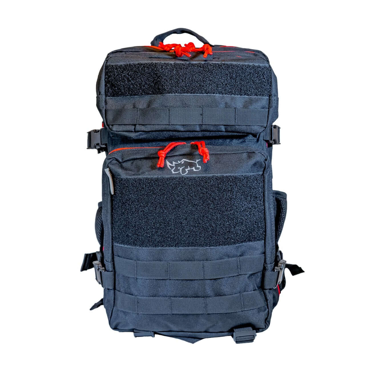 MUCITUP Rhino MUCPAC tactical backpack in grey, black, and MCBK, made of 500D nylon with MOLLE webbing for EDC gear.