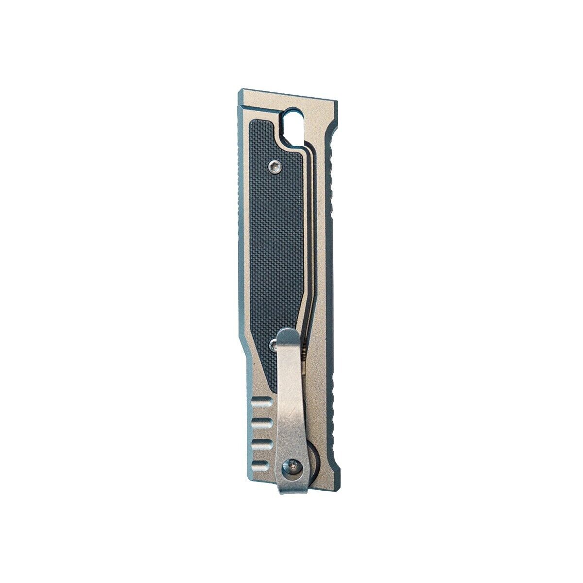 MUCITUP Rampart Tanto sliding blade knife with a 3-inch D2 steel blade, tactical design, and steel sage handle.