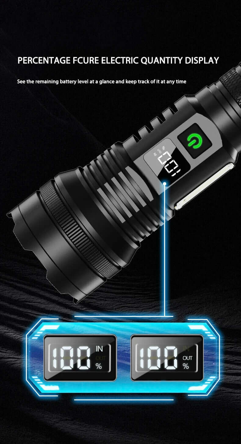 MUCTUP Muctac CHARGE LED flashlight with zoomable beam, USB charging, aluminum alloy body, IP65 waterproof, 5000+ LMS brightness