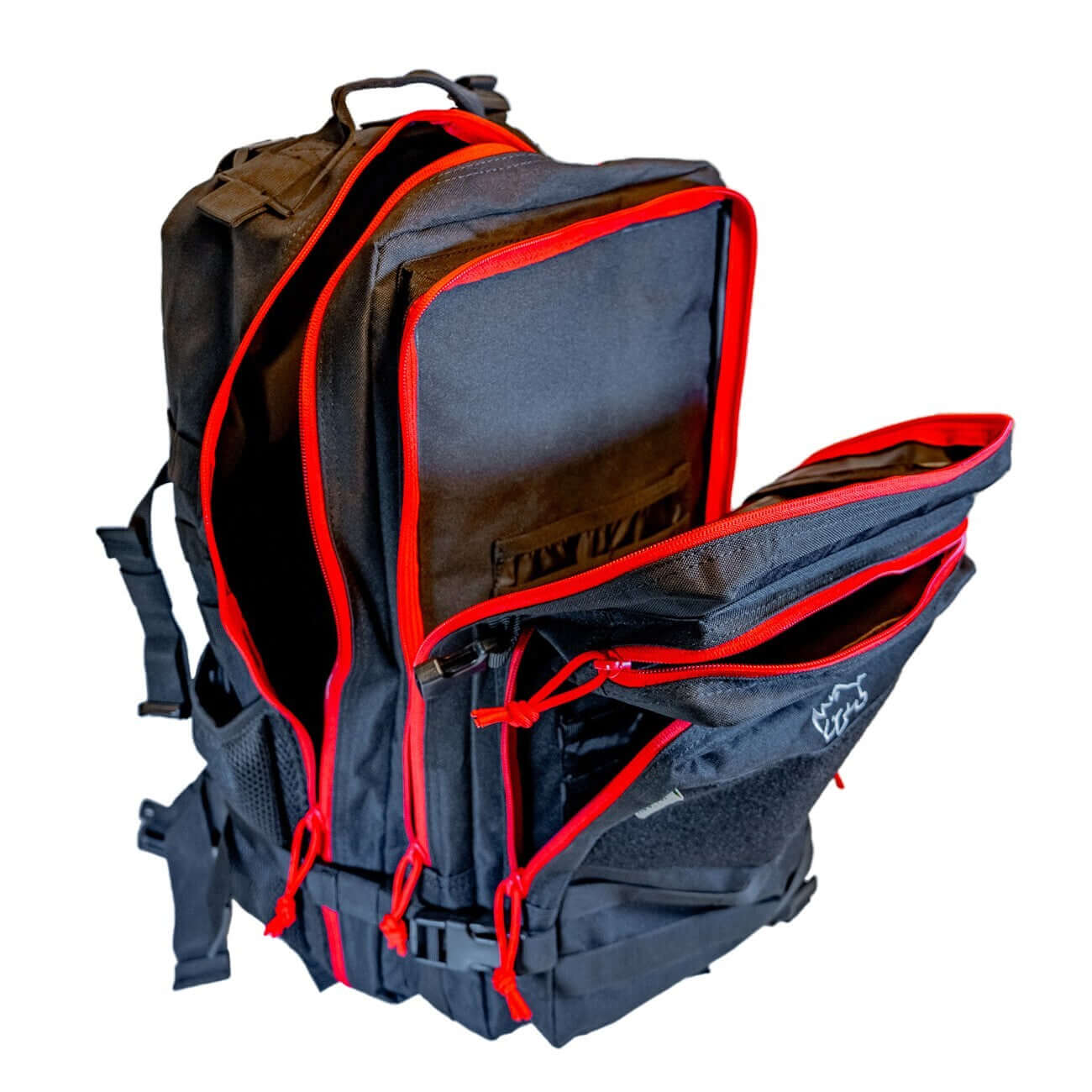 MUCITUP Rhino MUCPAC tactical backpack in grey, black, and MCBK with 500D nylon, MOLLE webbing, and multiple compartments.