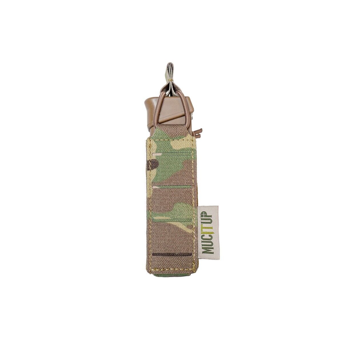 MUCTAC MOLLE single 9mm mag pouch attached to tactical gear, designed for quick access and durability in combat situations.