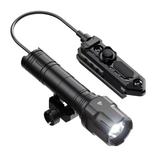 MUCITUP WL-25 Tactical Weaponlight Flashlight in black, 1200 lumens, USB rechargeable, mounted on a firearm with tactical setup.
