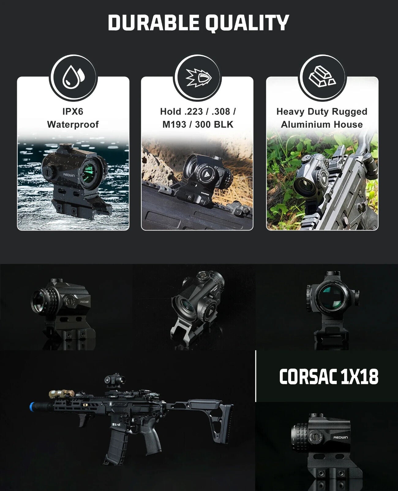 Corsac 1x18 Micro Prism Scope Etched Reticle 8 Day+2 NV IPX67 Hunting Optic - OVERLANDERS Outfitter