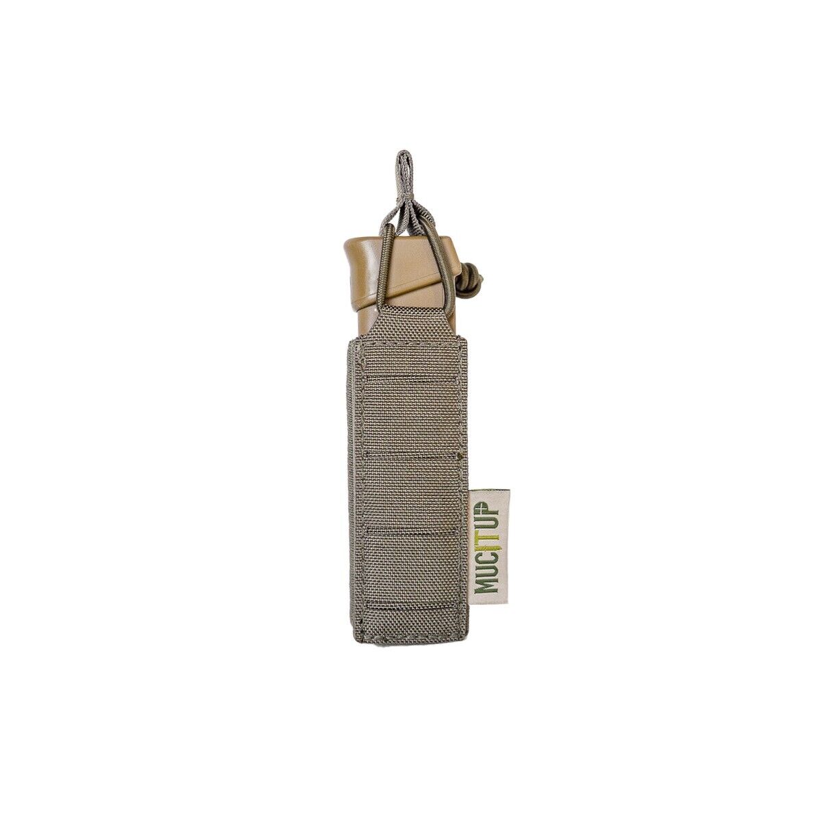 MUCTAC MOLLE single 9mm mag pouch attached to tactical gear, designed for quick access and secure carry by MUCITUP.