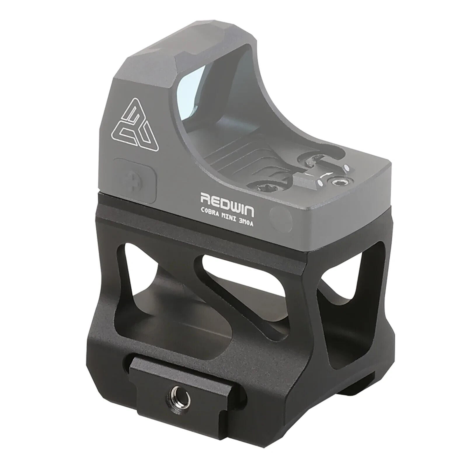 MUCTAC RMSc High Mount optic riser made of T6061 aluminum, designed for firearm optics, shown in close-up view.