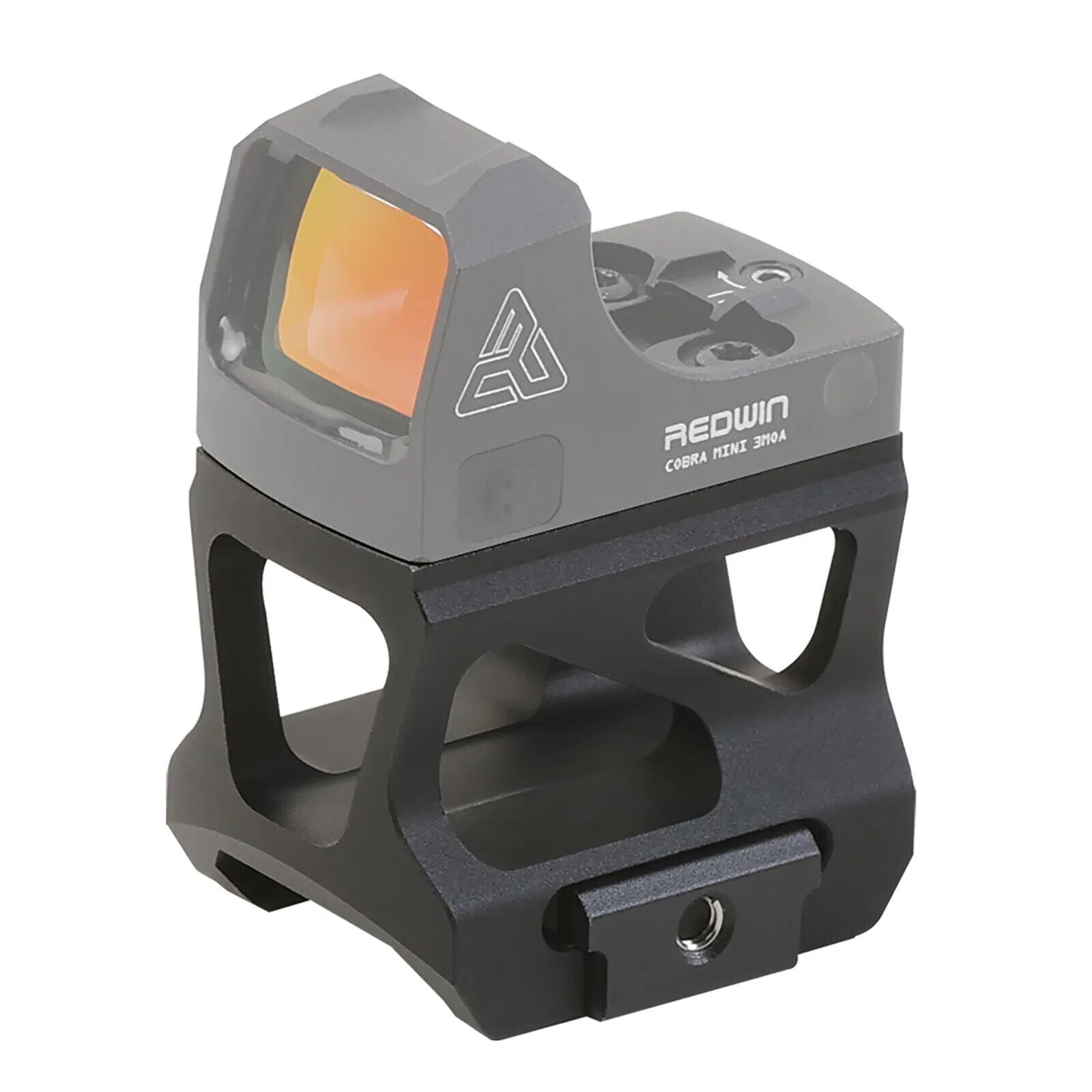 MUCTAC RMSc high mount riser made of T6061 aluminum, designed for optic accessories, with a 1.26-inch height and matte finish.