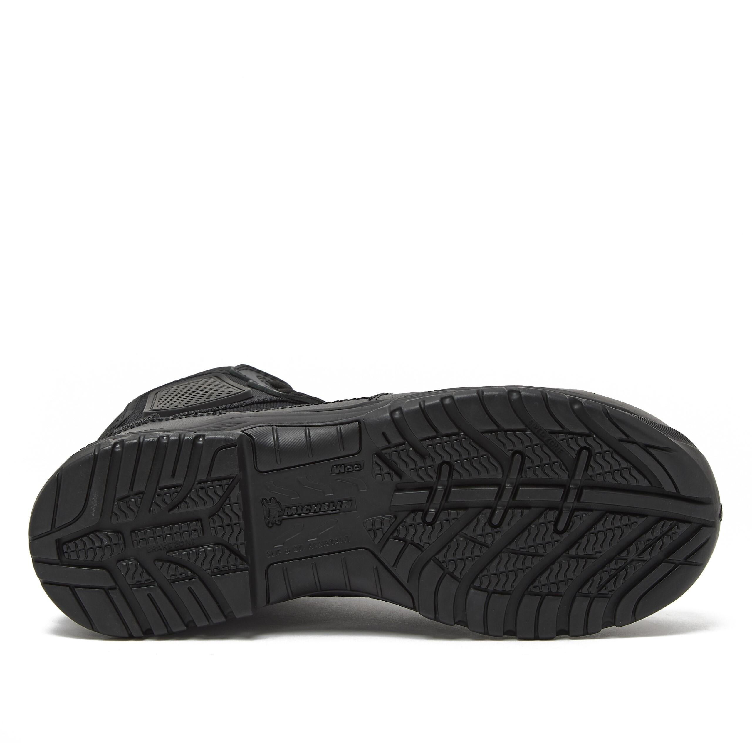 Magnum Boots Strike Force 8-inch waterproof tactical boot with sturdy black leather and durable sole, suitable for outdoor use.