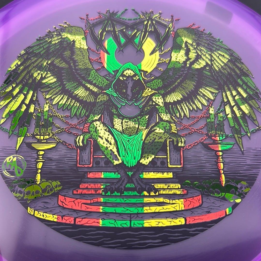 CryZtal Buzzz Karudi the Overseer disc golf disc by Rare Air Discs, featuring colorful artwork and detailed design on the disc surface.