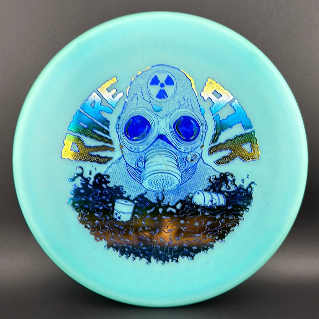 Color Lunar Recon Mortar F2 disc golf disc by Rare Air Discs, featuring a radioactive man stamp design.