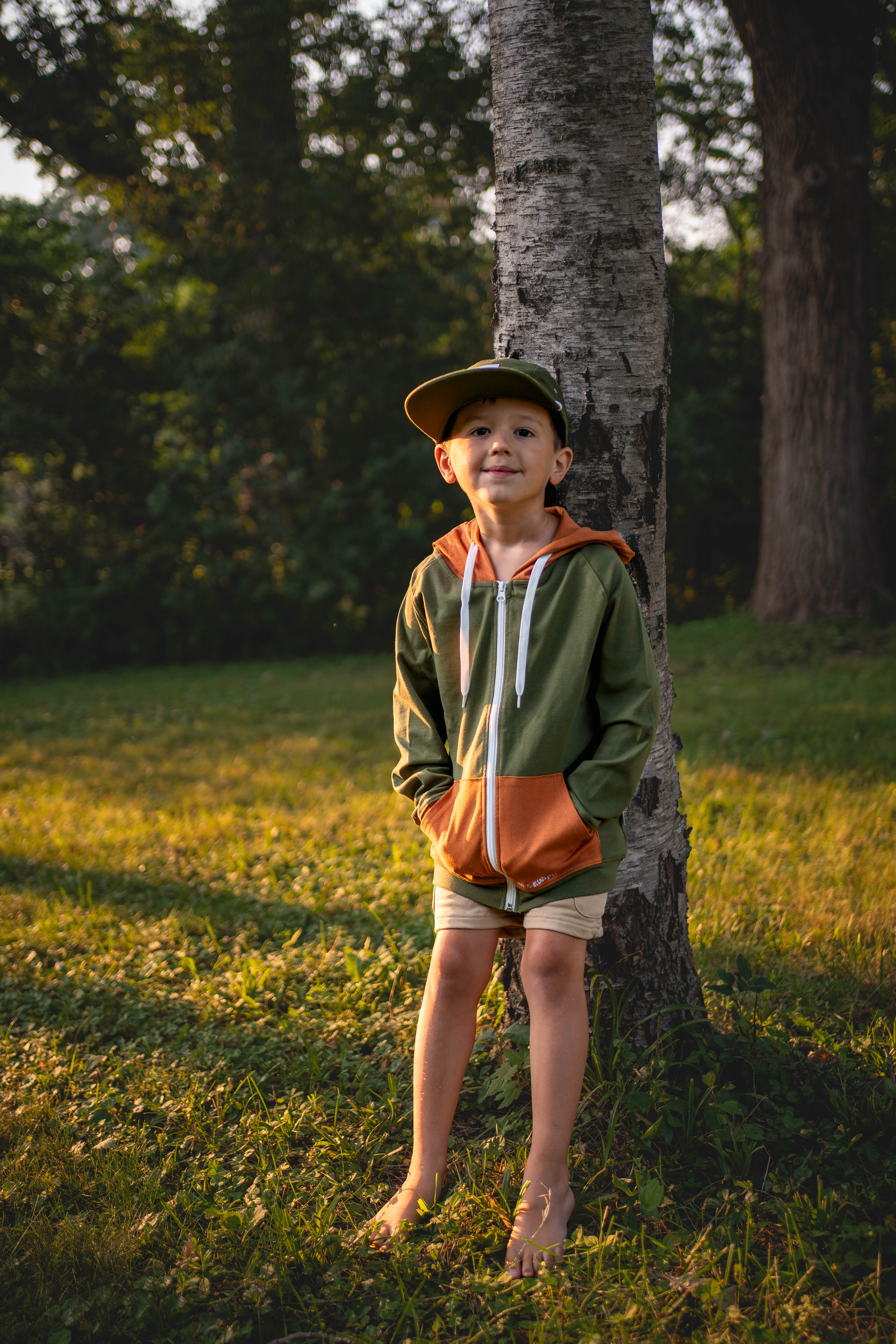 Kids bamboo hooded zip jacket by Keep the Littles Wild, lightweight and soft hoodie with a hood, perfect for children.