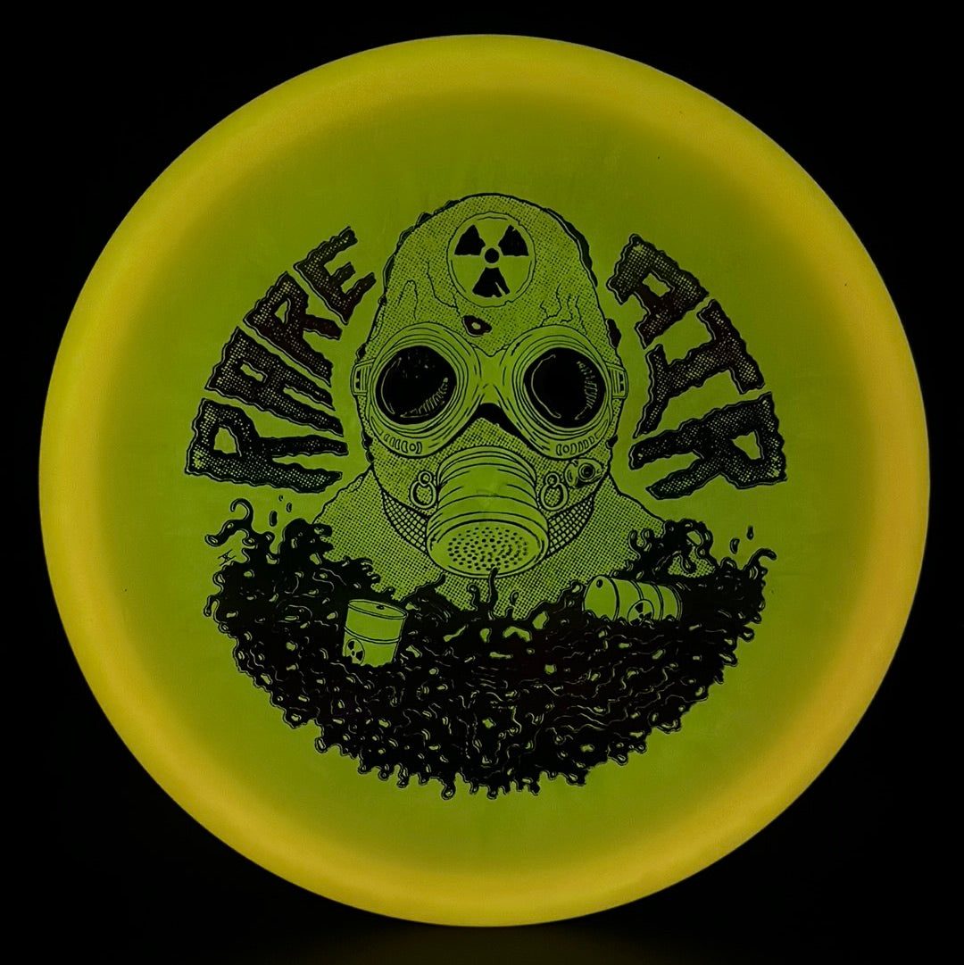 Rare Air Discs' Color Lunar Recon Mortar F2 disc golf disc with Radioactive Man stamp in vibrant colors, suitable for competitive play.
