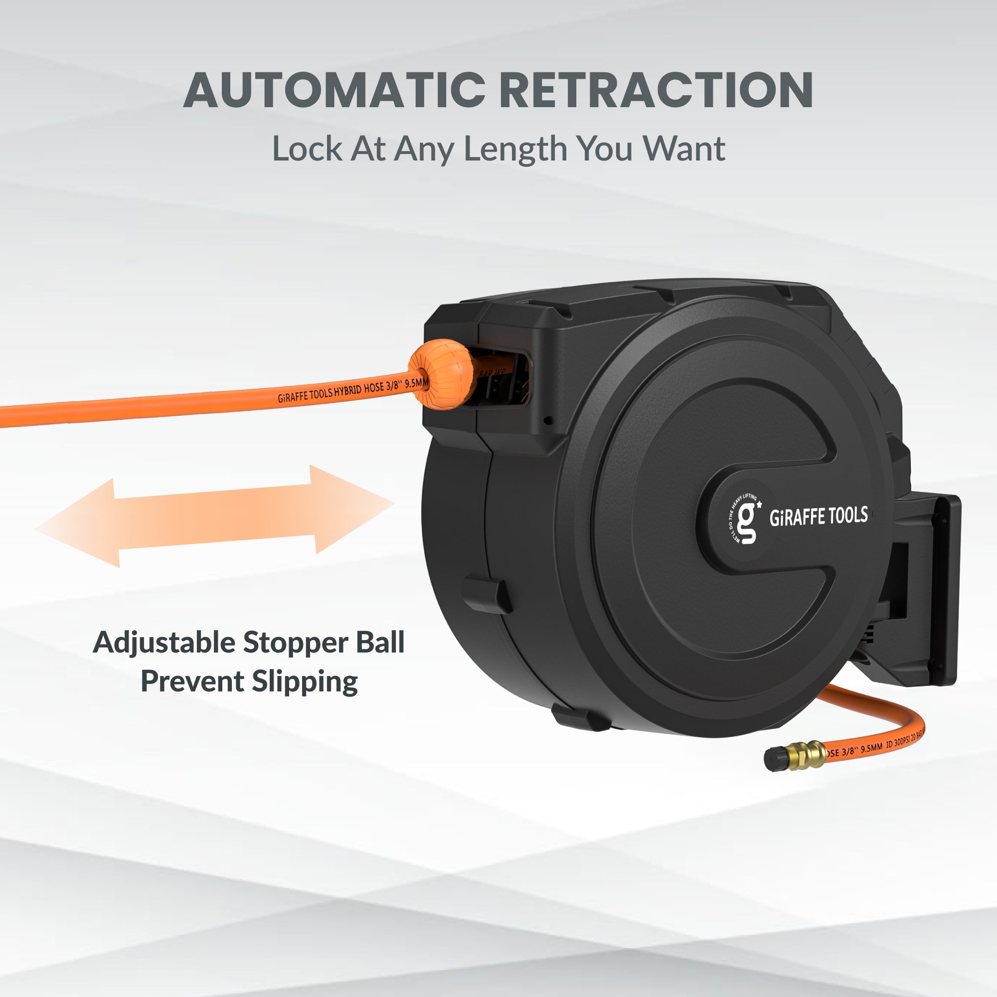 Retractable Air Hose Reel-PP Housing-3/8in-50ft - OVERLANDERS Outfitter