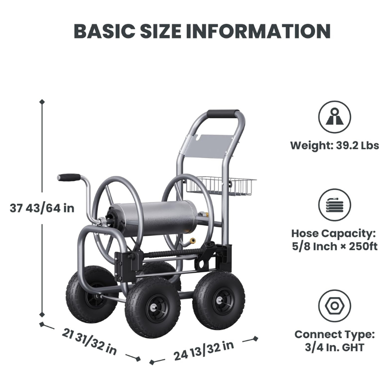 Garden Hose Reel Cart-4 Wheels-Heavy Duty - OVERLANDERS Outfitter