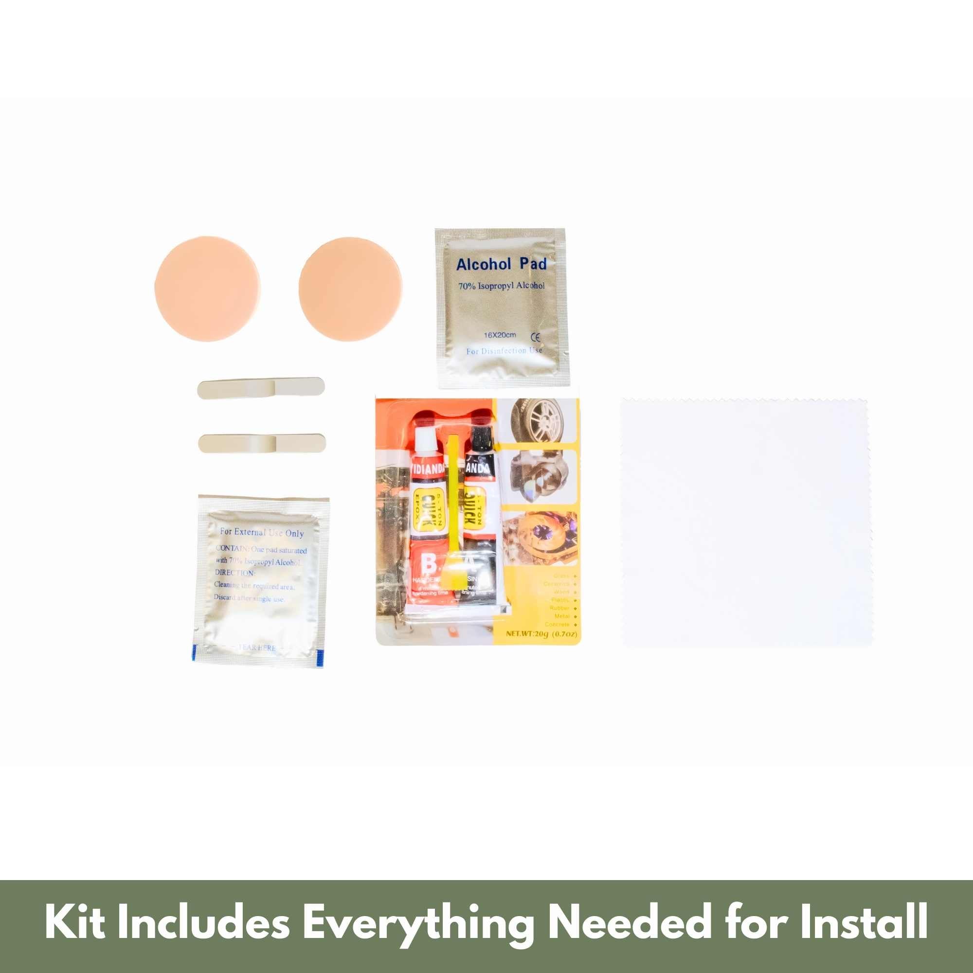 Universal mid-door slider kit by The Van Mart, showing metal sliding track and hardware components for vehicle door installation.