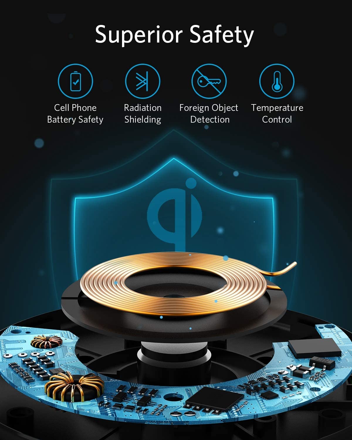 Anker 313 Wireless Charger pad with a sleek design, ideal for charging smartphones efficiently.