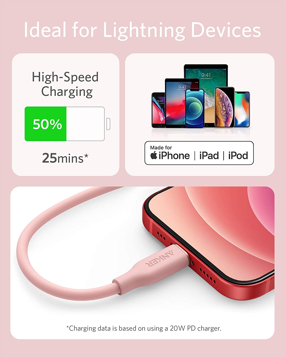 Anker <b>641</b> USB-C to Lightning Cable (Flow, 3 ft Silicone) - We The Collective