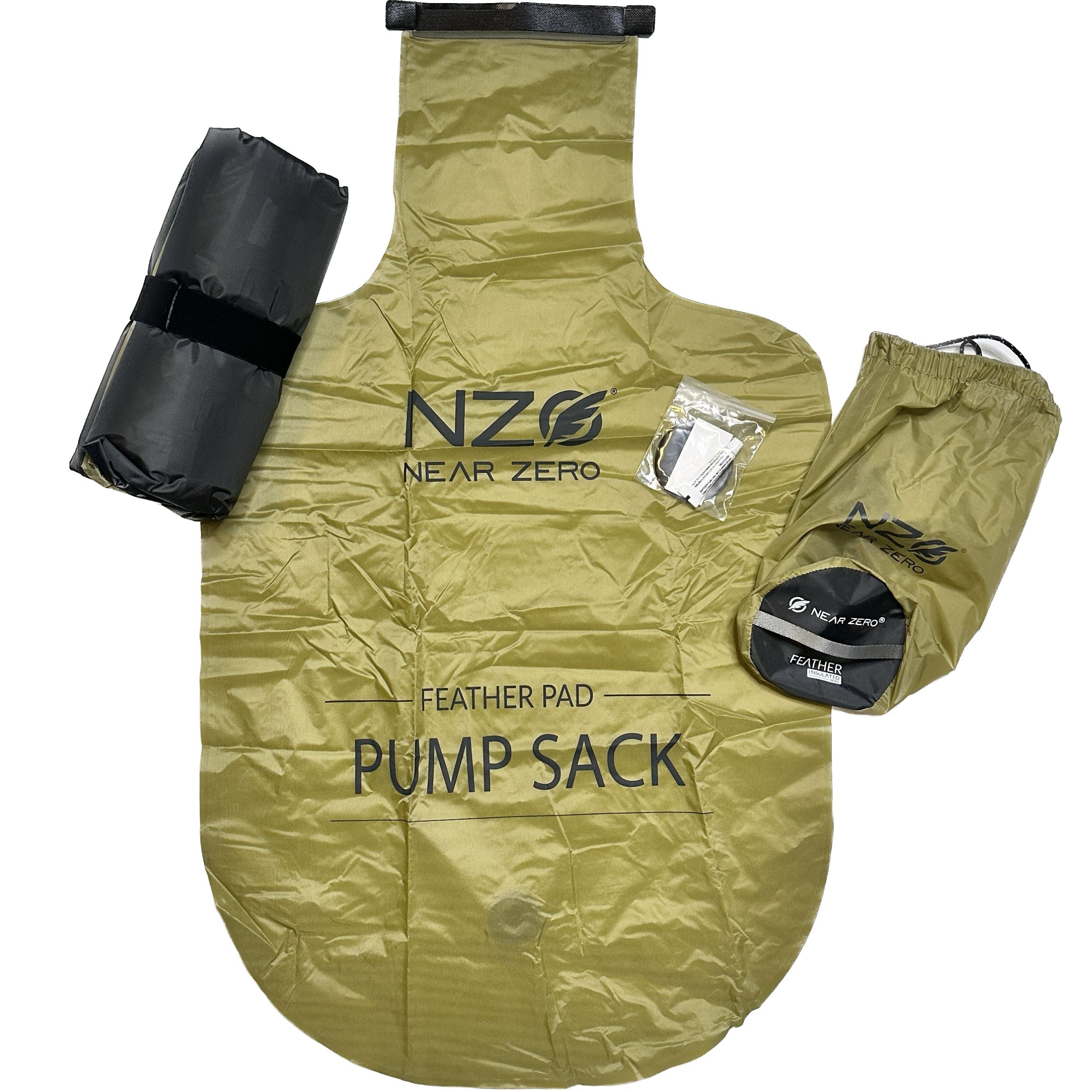 Near Zero Outdoor Gear insulated inflatable sleeping pad with a gray surface and adjustable valve for camping comfort.