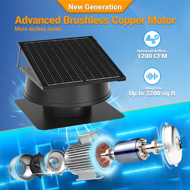 12" Solar Attic Vent Fan -55W - OVERLANDERS Outfitter