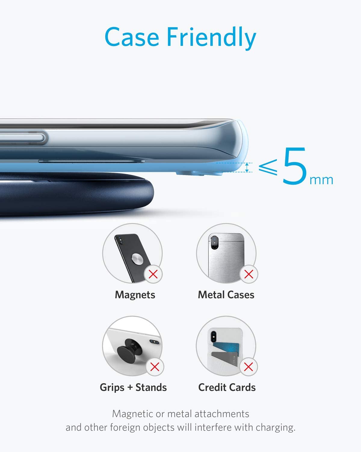 Anker 313 wireless charging pad with sleek design, suitable for charging compatible devices effortlessly.