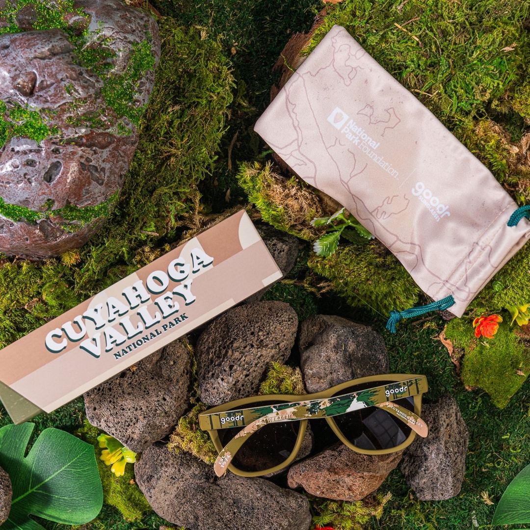 Rare Air Discs Cuyahoga Valley Limited National Park polarized sunglasses with black frames and tinted lenses.