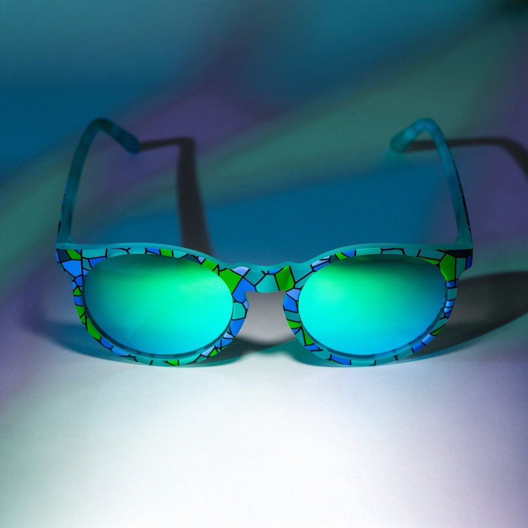 Polarized sunglasses from Rare Air Discs' Moody Mosaic Musings collection featuring a limited circle G design.