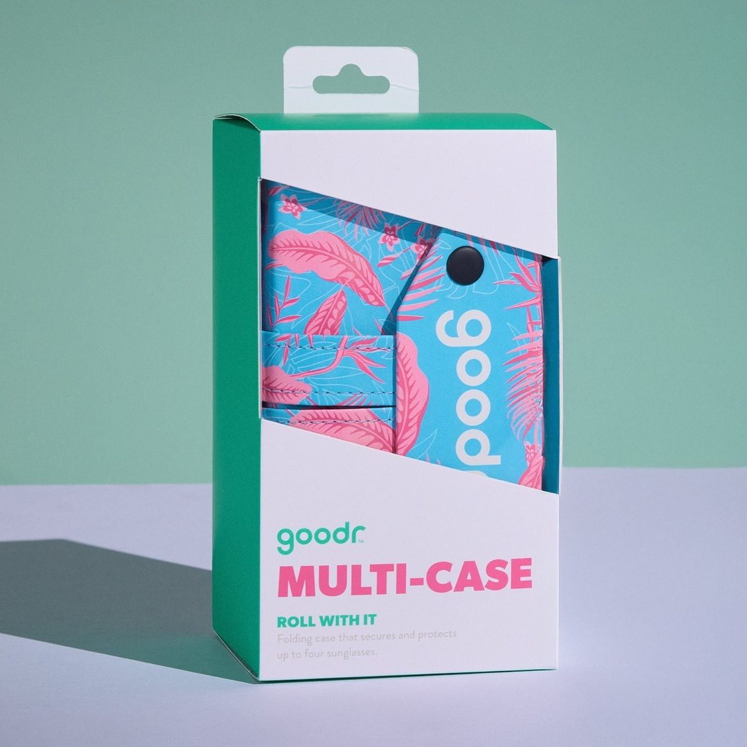 Rare Air Discs "Roll With It" multi sunglasses case, black fabric exterior with zipper closure, designed for protecting sunglasses.
