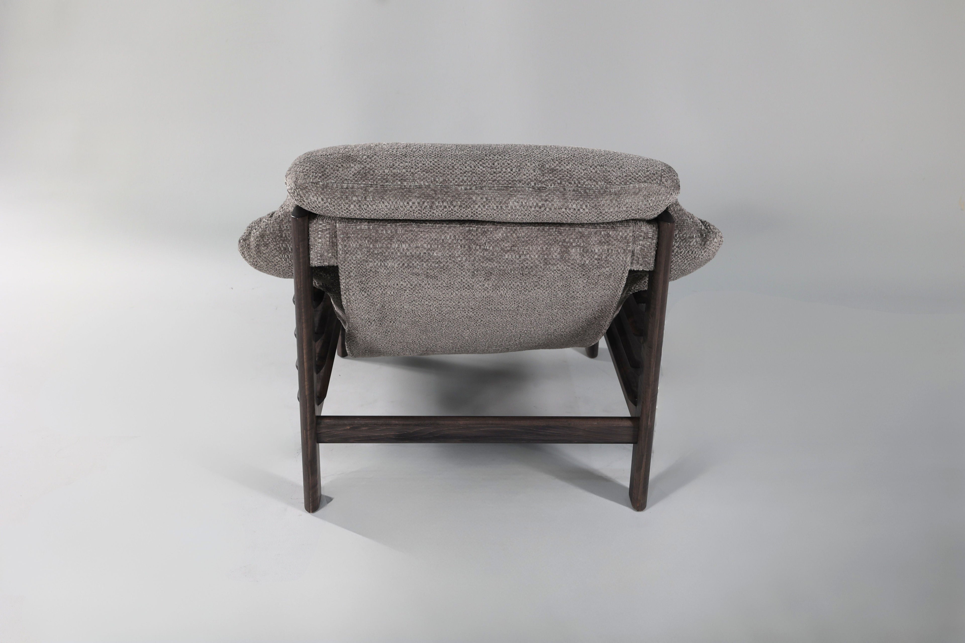 Chair & Ottoman – Taye with Tiger Maple Arms (Grey) - We The Collective