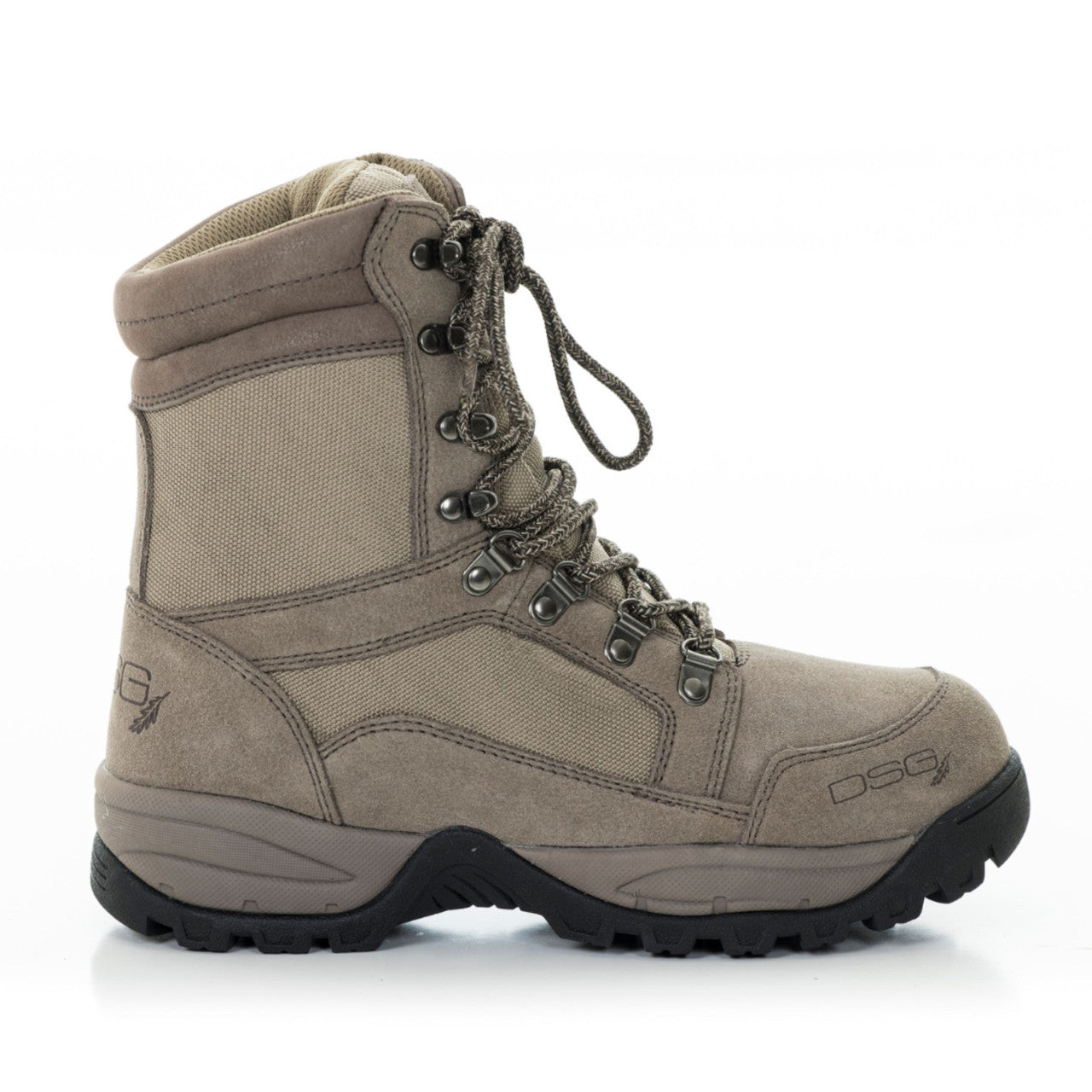 Nubuck tan lace-up boots with 600 gram insulation from DSG Outerwear, featuring sturdy design and classic style.