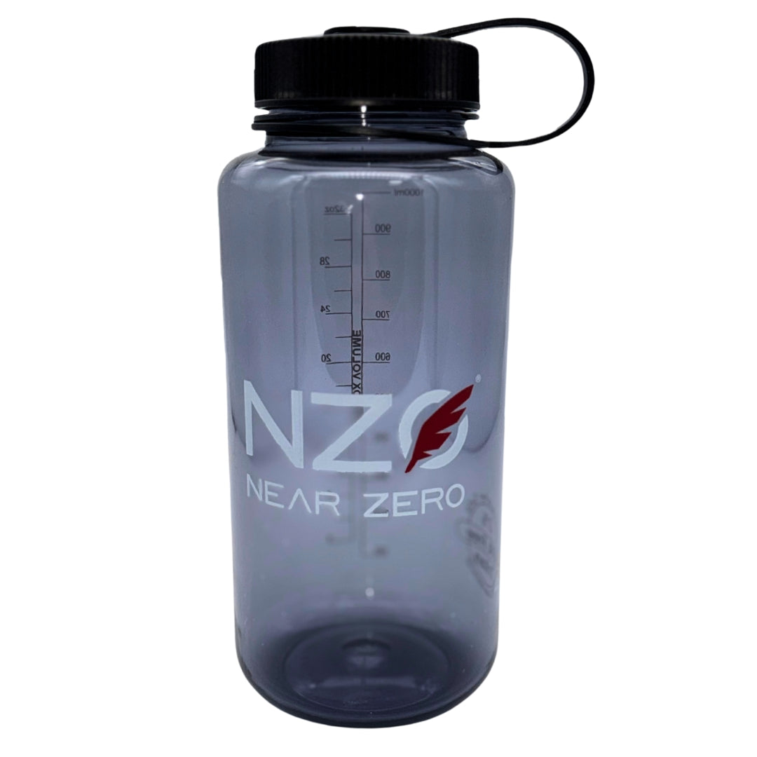 Near Zero Outdoor Gear 32 oz. wide mouth water bottle, ideal for camping, with a durable design and easy-to-use lid.