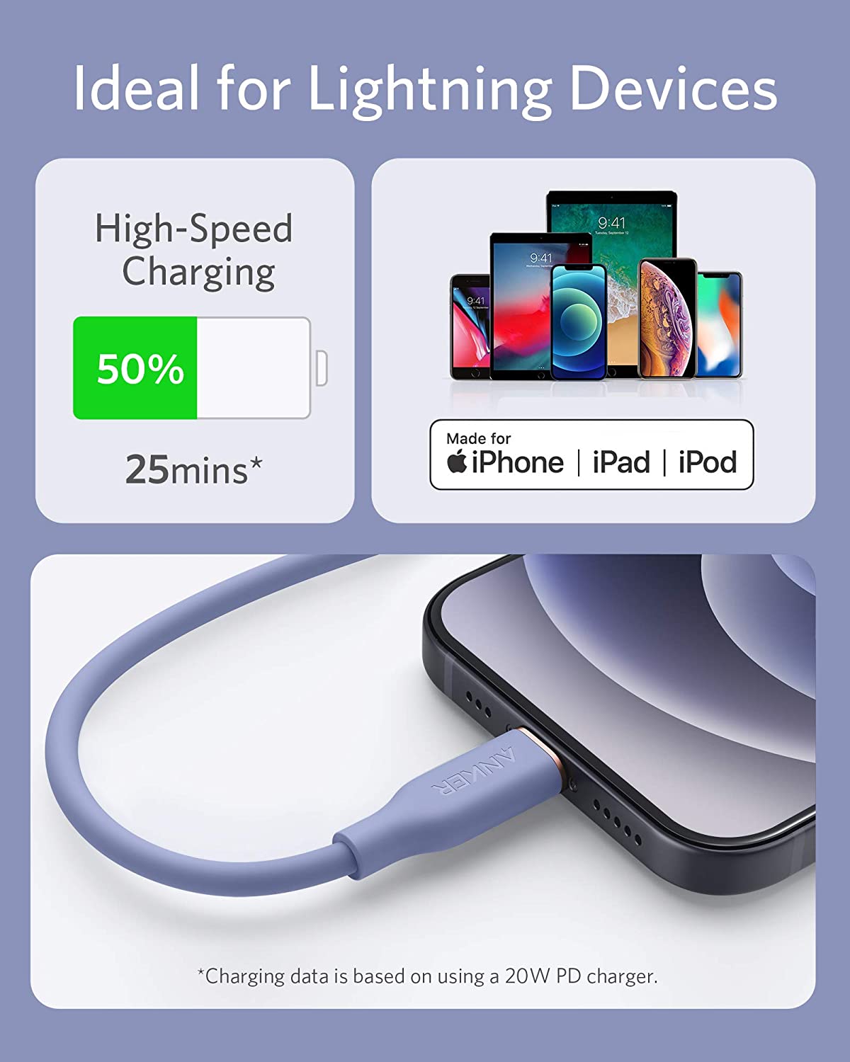 Anker <b>641</b> USB-C to Lightning Cable (Flow, 3 ft Silicone) - We The Collective