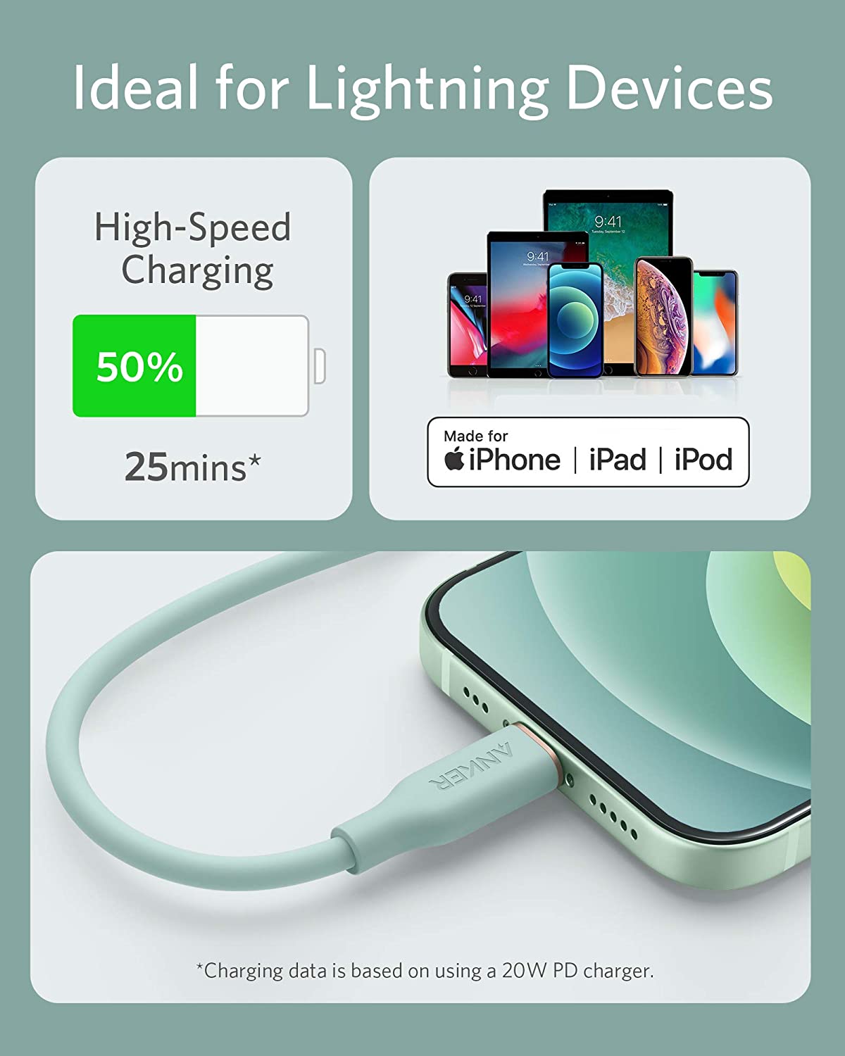 Anker <b>641</b> USB-C to Lightning Cable (Flow, 3 ft Silicone) - We The Collective