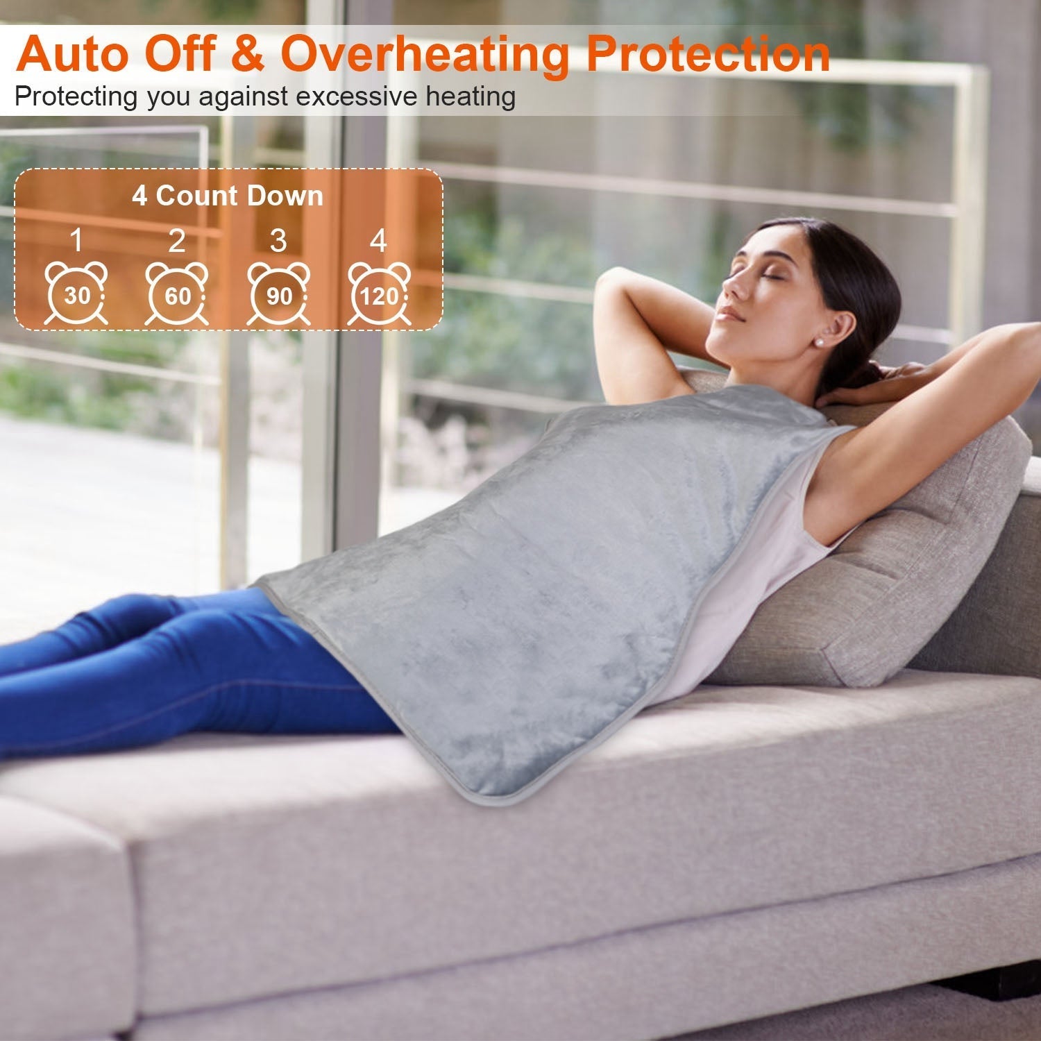 36.6x22in Electric Heating Wrap for Neck Shoulder Fast Heating Pad Mat Heated Neck Wrap for Back Pain Relief with 6 Temperature Settings 4 Timer Modes - OVERLANDERS Outfitter