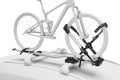 Backcountry Sportsman Thule UpRide bike rack mounted on a vehicle, showcasing its secure bike transportation design.